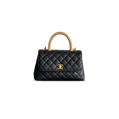 CHANEL 25A CALFSKIN QUILTED TOP HANDLE FLAP BAG 625301 (23*14*8cm)